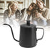 Pour Over Coffee Kettle - Stainless Steel Gooseneck Spout Coffee Tea Pot, 350ML Black with Lid