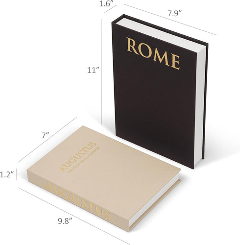 2-piece Set Linen Covered Decorative Books - Decor Boxes for Aesthetic Bookshelf, Mantle and Entryway Table Decor
