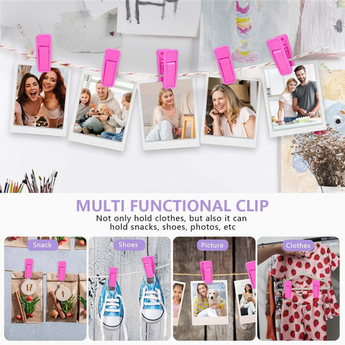 40 Pcs Plastic Baby Hanger Clips Slim-line Finger Clips Set for Velvet Clothes Hanger (Pink)