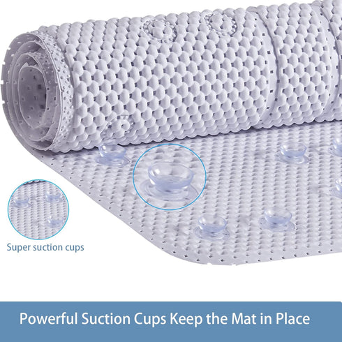 40X16Inch Webos Soft Bathtub Mat Non Slip: Memory Foam Shower Mat with Suction Cups for Bathroom Inside Tub (White)