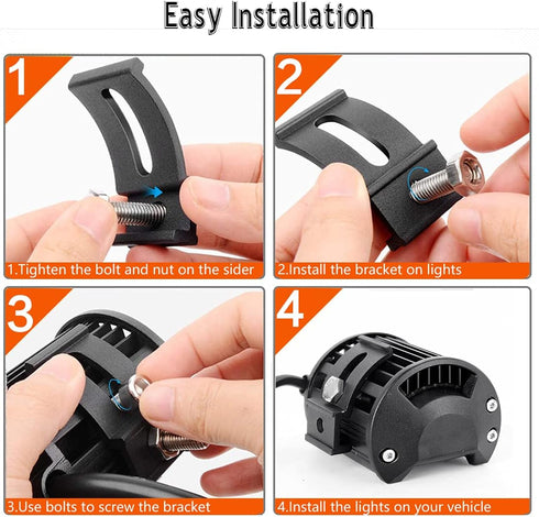LED Light Bar Slide Mounting Bracket - 2PCS Universal Adjustable Side Bracket Kit for Light Bar Work Lights