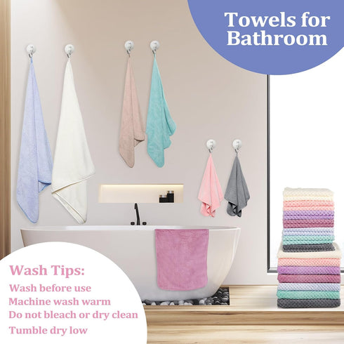 32 6 Sets Peryiter Pcs Bath Towels and Washcloths Microfiber Coral Velvet Highly Absorbent Quick Dry Soft Large Towels