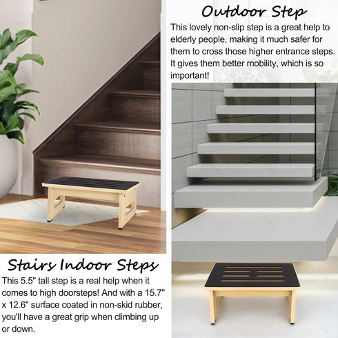 One Step Stool for Adults Seniors, Heavy Duty Non-Slip Platform Step Stools, 450 LB Portable Bed Steps