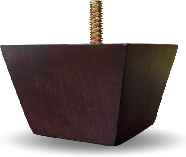 Elegant Upholstery 2" Solid Wood Small Tapered Pyramid, Walnut Finish Furniture Legs, Set of 4