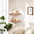 Set 2 9inch Gieanoo Floating Corner Shelves for Wall Solid Oak Rounded Corner Shelves Wall Mounted with Cable Hole Wood