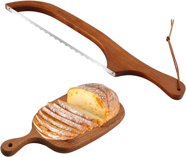 Bread Knife for Homemade Bread, 15.7" Serrated Knife for Sourdough, Baguettes, and More, Acacia