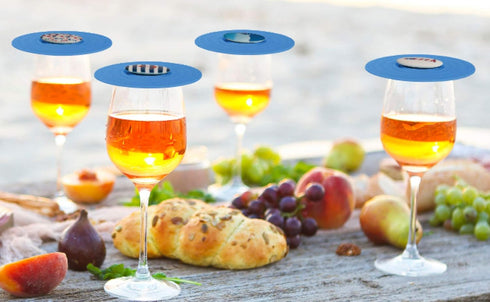 Silicone Drink Topper Nautical Design, Set of 4, 4" Cup Lids