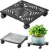1 Pack 12" Metal Square Plant Caddy with Wheels Large Iron Rolling