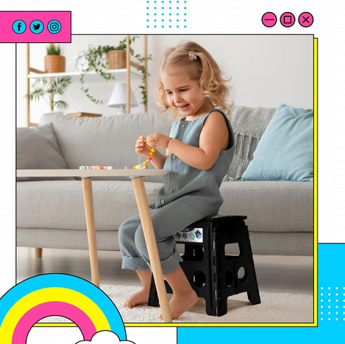 13 inch 2 Pack 300 LBS, Delxo Folding Step Stool, Non-Slip Foldable Stools Up to Step Stool with Handle, Lightweight