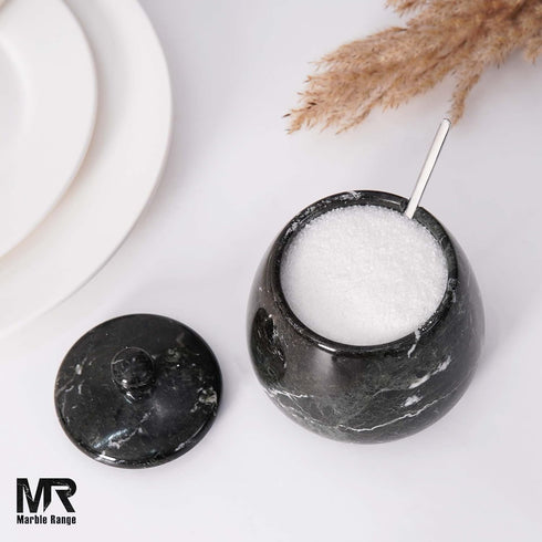 4.5 Inch Countertop Black Marble Salt Cellar Salt and Pepper Container, Salt Jar, Salt Dish, Salt Holder, Spice Jar