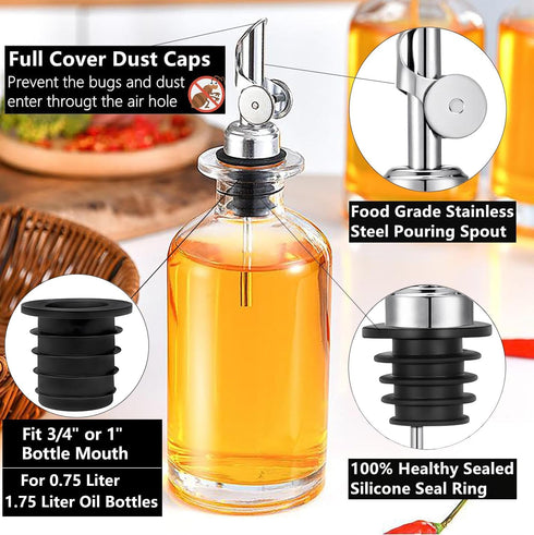 KIBARTOL 6 Pack Olive Oil Pour Spout with Adapters, Pourer for Olive Oil Dispenser Bottle, Easily Turn Your Bottles
