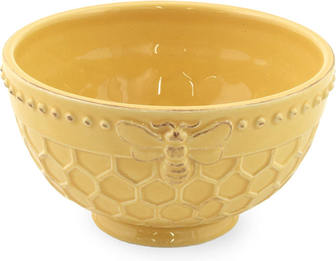 Boston International Embossed Stoneware Cereal/Small Serving Bowl, 5.5 x 3-Inches, Honeycomb