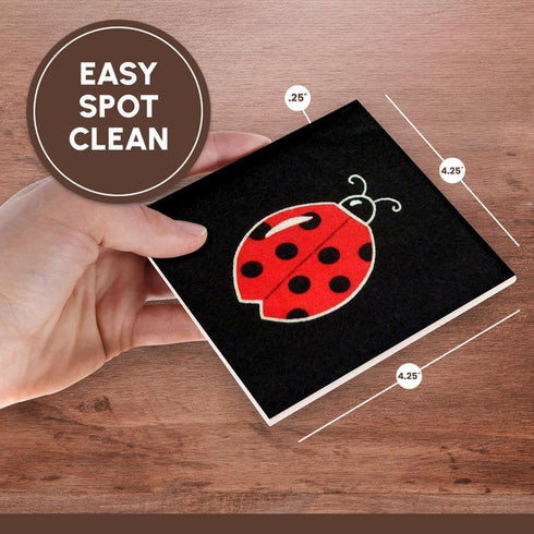 3dRose CST_22186_3 Lily Ladybug Ceramic Tile Coasters, Set of 4