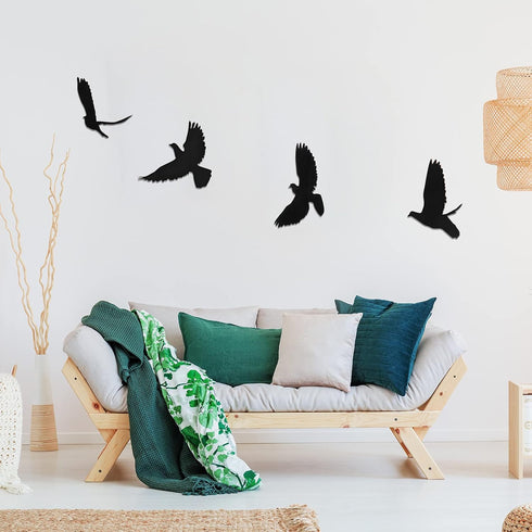 Blulu 4 Pieces Wooden Bird Wall Decor, Flying Bird Sculptures Wall Art for Home Living Room Bedroom Kitchen Decoration