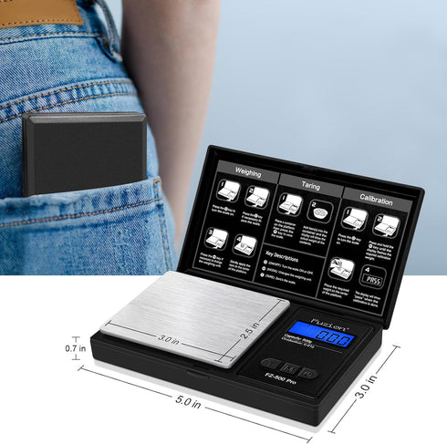 Fuzion Digital Pocket Scale, 500g Digital Gram Scales for Food, Jewelry, Herb, and Spice