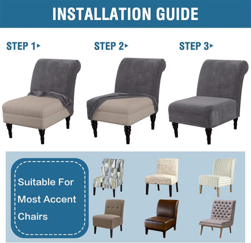 Armless Armless H.VERSAILTEX Accent Chair Covers Thick Velvet Chair Slipcovers High Stretch Chair Covers for Living