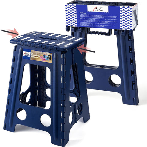 ACKO Folding Step Stool Foldable 17.5 Inch 400 lbs Capacity, Plastic Stools