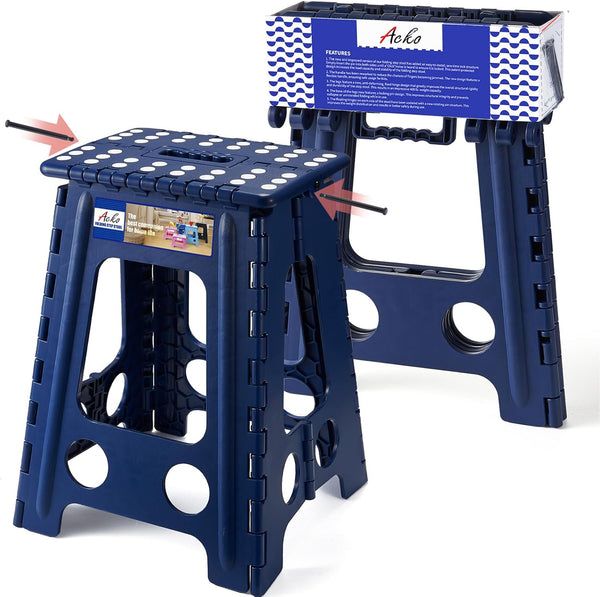 ACKO Folding Step Stool Foldable 17.5 Inch 400 lbs Capacity, Plastic Stools