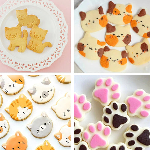 Kitty Cat Cookie Cutter Set, 6 Piece Cat Face, Kitty Butt, Paw and Cute Shapes for Themed Party