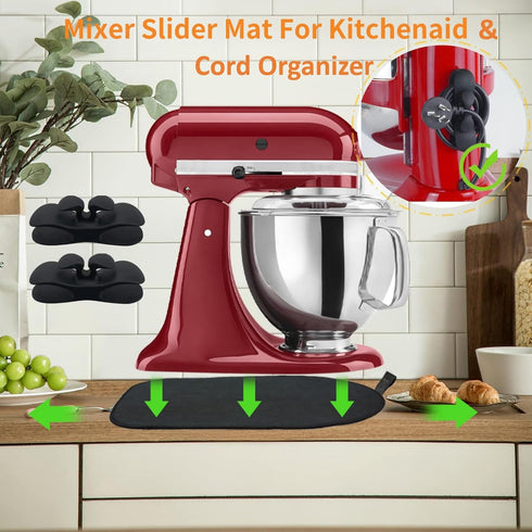 Mixer Slider Mat for Kitchen aid Stand Mixer With 2 Black Mixer Accessories,Kitchen Appliance Slide Mats Pads Compatible with Kitchen aid 4.5-5 Qt Tilt-Head Stand Mixer