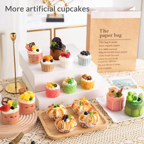 Joeabor 6 Pack Fake Cupcakes, Artificial Cupcakes for Display, Realistic Fake Food Faux Cake Dcor, Artificial Food