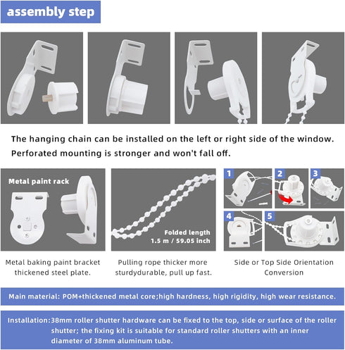 2 Set Roller Shade Accessory Set - Roller Blinds Connector Shades Clutch for 1.1" Tube Fitting Parts