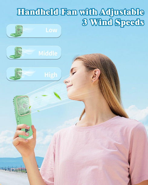 Mini Fan Handheld Foldable Fan,USB Personal Fans Portable Rechargeable Battery Fan 3 Speeds,Small Handheld Fan Cute Face Cooling Fan Quiet Fan Cordless Fan Portable Fan for Travel Camping Park by AJGJF