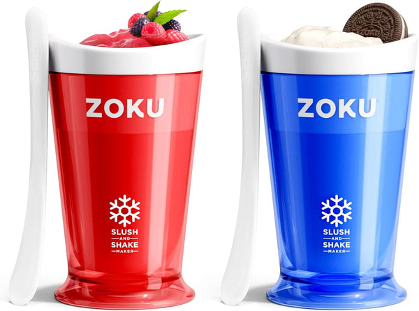 ZOKU Original Slush and Shake Maker, Red/Blue 2 Pack for Quick Frozen Slushies, Smoothies, and Milkshakes
