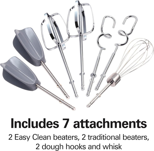 Hamilton Beach 6-Speed Electric Hand Mixer, 275 Watts with Whisk, Dough Hooks, Easy Clean Beaters, Black