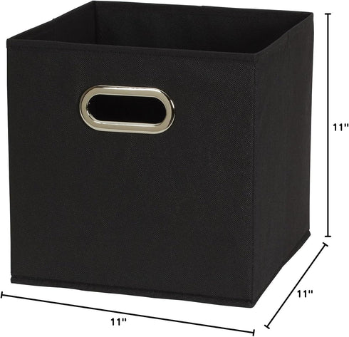 6 Set, Grommet Household Essentials Foldable Fabric Storage Bins Piece Strong Poly-Woven Fabric, Sturdy Chipboard