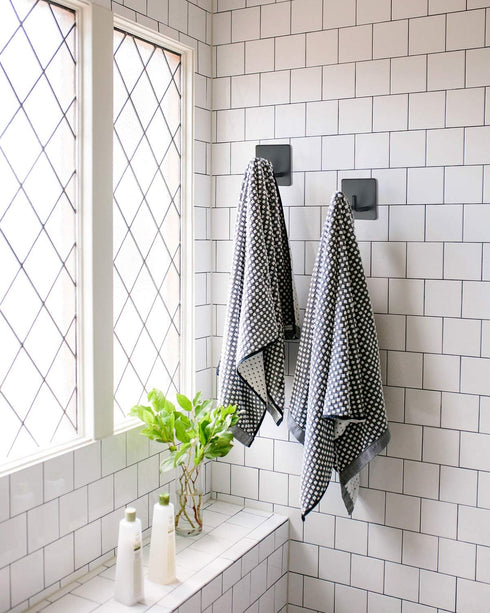 Adhesive Hooks | Bathroom Wall Towel Hooks, Black Stick Shower Razor Holder, Stainless Steel Organizer