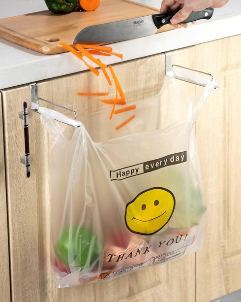 YQh Stainless Steel Cabinet Door Trash Bag Holder for Kitchen Cabinet Door and Drawer, Cabinet Door Hook Adjustable