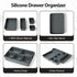 8Pcs 4 Set ISSEVE Nesting Silicone Drawer Organizer Trays, Size Versatile Vanity Bathroom & Desk Drawer Organizer