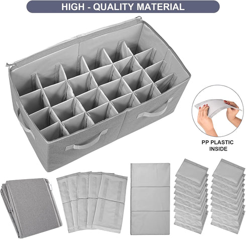 Moteph Shoe Organizer for Closet, Large Grey Shoe Storage with Clear Cover & Adjustable Dividers for 24 Pairs
