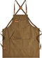 Canvas Aprons for Men, Heavy Duty Chef Work Apron with Large Pockets - 16oz Cross Back, BBQ, Cooking