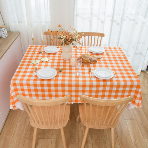 MANGATA CASA 2Pcs Orange Gingham Table Cloth, Waterproof Kitchen & Table Linens, Pumpkin Yellow 60x72in