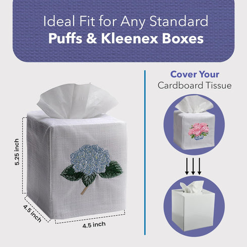 Jacaranda Living Square Tissue Box Cover, Decorative Cloth Tissue Holder, Scrolls Design, Beige