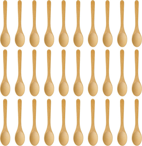 jiebor 30Pcs Mini Small Wooden Spoons Tiny Wood Spoons Bulk for Tea Coffee