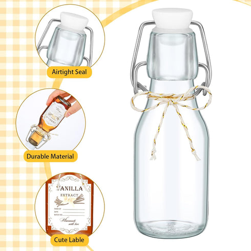 20 Pack Favors(Clear,4oz) Queekay Mini Swing Top Glass Bottles for Vanilla Extract Homemade Olive Oil Bottles with Lids