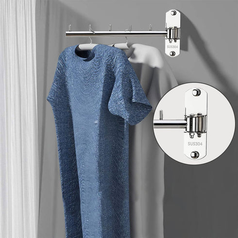 2 Pcs Folding Wall Mounted Clothes Hanger Rack with Swing Arm, Stainless Steel Heavy Duty Coat Hook for Bathroom