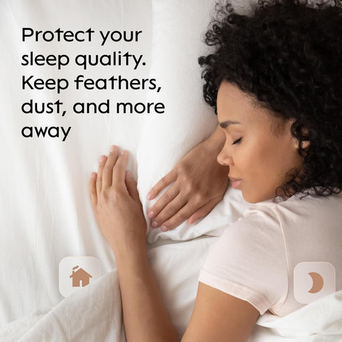 2 Pack Viscose Bamboo Pillow Protectors, Cooling Zippered Case for Queen Pillows, Noiseless Ultra Plush