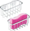 iDesign Gia Kitchen Sink Suction Holder for Sponges, Scrubbers, Soap, Set of 2, Stainless Steel