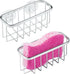 iDesign Gia Kitchen Sink Suction Holder for Sponges, Scrubbers, Soap, Set of 2, Stainless Steel