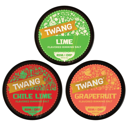 Twang Cocktail Rimming Flavored Salt, Lime, Chile Lime and Grapefruit, Variety Pack