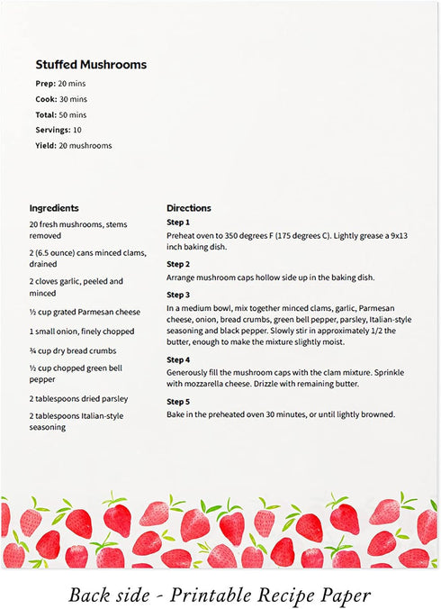 Jot & Mark Recipe Card Paper Full Page 8.5x11 with Crystal Clear Protectors for 3 Ring Binder, 30 Count