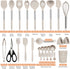 Kitchen Utensils Set 28 pcs, Hvygss Silicone Cooking Utensils with Stainless Steel Handle, Khaki
