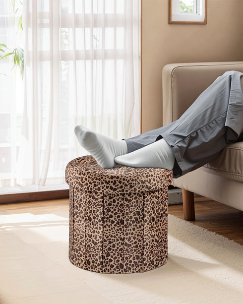 14x14x13in, Bsketa Storage Ottoman, Folding Foot Stool with Thicker Foam Padded Seat Small Velvet Storage Ottoman Foot