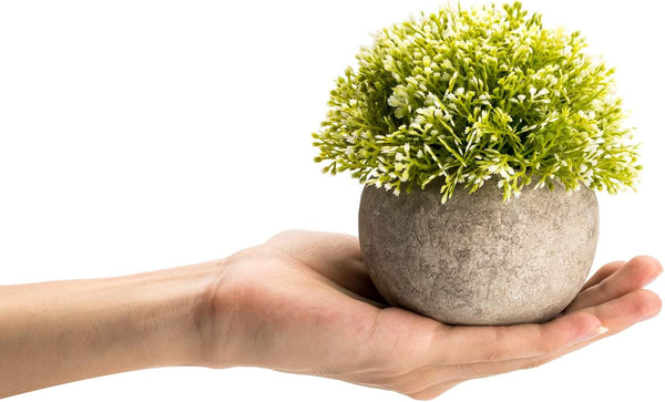 Velener White Mini Artificial Plant Topiary Ball Pot Set, Magnolia Flowers, Indoor Plant Shelf, Cottagecore Decor