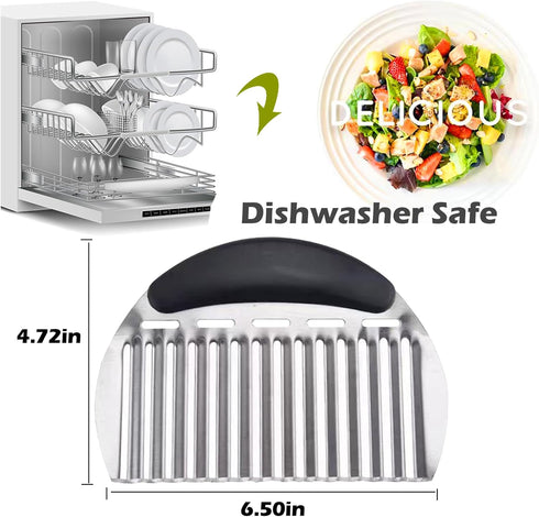 JAYVAR Large Crinkle Cutter French Fry Cutter, Large Crinkle Potato Slicer Wavy Chopper, Stainless Steel Wavy Slicer