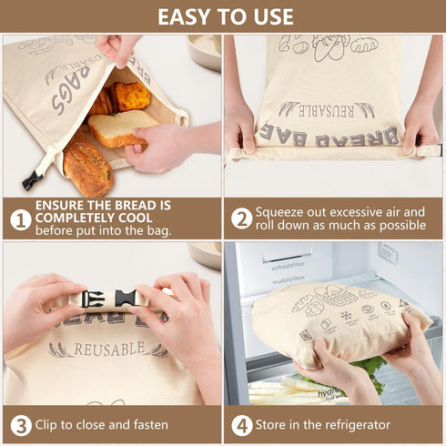 BATJA ZYQGH 2 Pack 100% 100% Reusable Bread Bag for Homemade Sourdough, XL Capacity, Keep Freshness, Portable sourdough